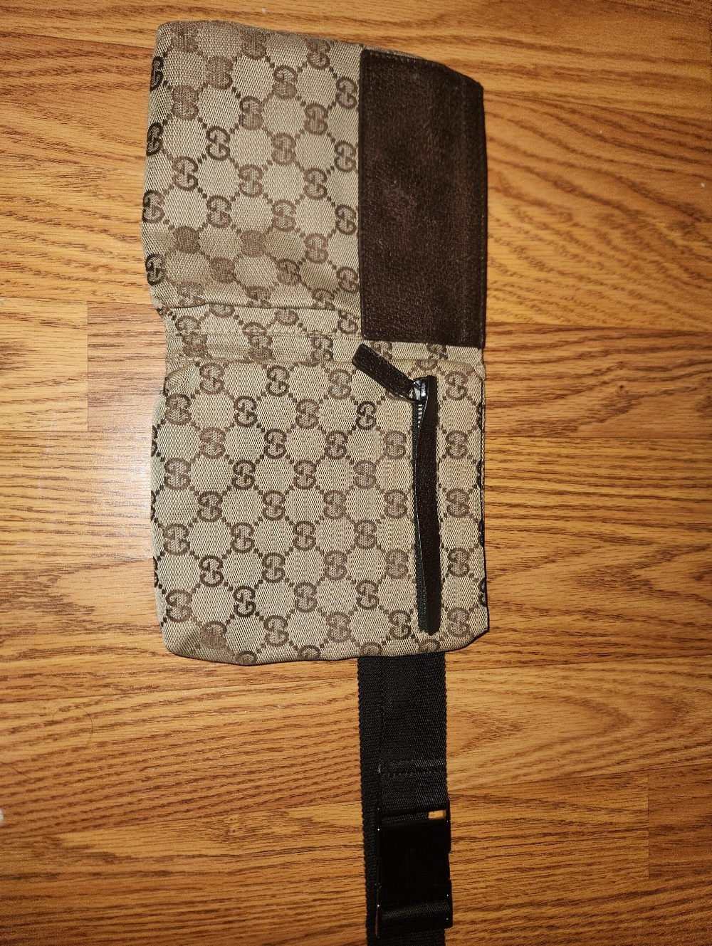 Gucci GG Pattern Canvas Waist Pouch Model 28566 Fanny Bag Brown